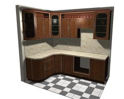 Проект углового кухонного гарнитура в классическом стиле